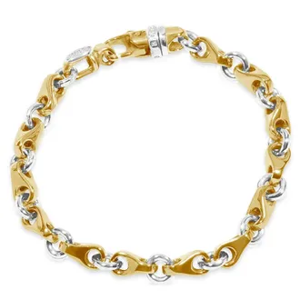 Pompeii3 Mens Designer Seed & Rolo Link 14k Gold (37gram) or Platinum (59gram) 7mm Bracelet 8.5