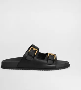 Dolce & Gabbana Calfskin Sliders - Woman Slides And Mules Black Leather 38.5