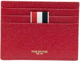 Thom Browne pebbled-leather card holder - unisex - Calf Leather - One Size - Red
