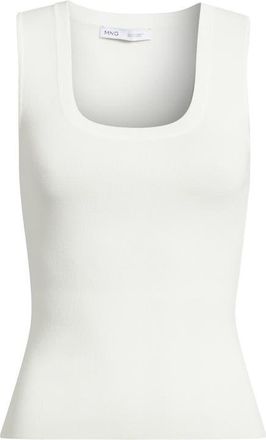 Mango Sleeveless Rib Top in Ecru at Nordstrom, Size Xx-Small