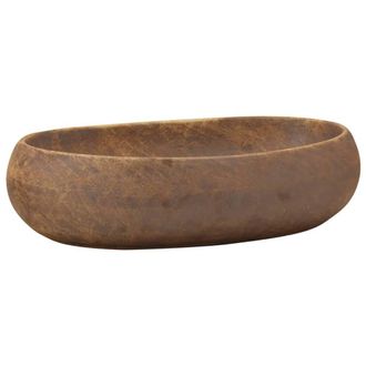 Berkfield Home Countertop Basin Brown Oval 59x40x15 cm Ceramic | Size: 59 x 40 x 15 cm