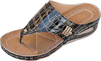 Generic Womens Wedge Slippers Casual Orthopedic Sandals Open Toe Stylish Comfortable Classic Lightweight Slip On Thong Slippers Summer Beach