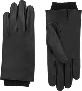 Saint Laurent Cassandre leren handschoenen met geribbelde cuffs - Zwart