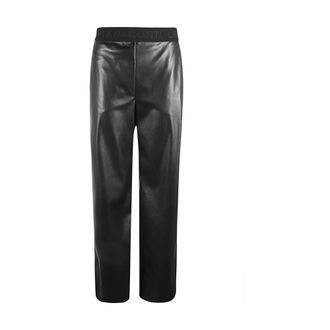 Liviana Conti Straight Trousers, female, Black, Size: L Black Elastic Waist Trousers Regular Fit