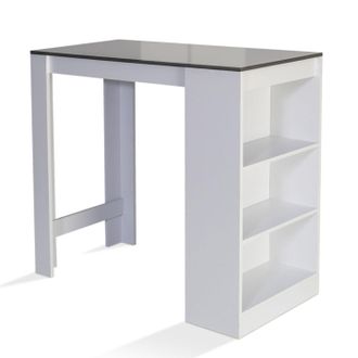 IDMarket Tavolo Alto Da Bar Barth Da 2 A 4 Persone Piano Bianco Legno Grigio