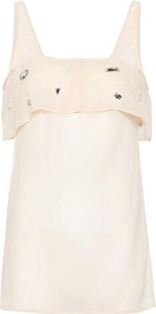 3.1 Phillip Lim Edelsteen Versierde Chiffon Tank Top - Dames - Tops zonder mouwen - Beige - S - Chiffon - Tops