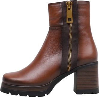 Dorking D9413-AL WOMENS HEEL ANKLE BOOTS, brown, 4 UK