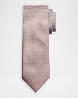 Brioni Men & apos;s Micro-Geometric Square Jacquard Silk Tie