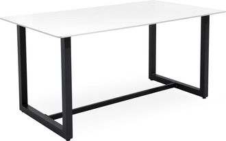 Koketto Home Mesa de exterior tapa porcelanico blanco y patas acero negro