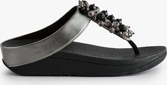 FitFlop Womens Fino Bauble Bead Toe Post Sandals In Black