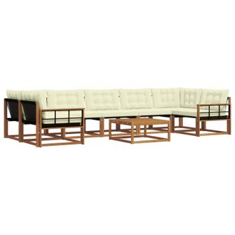 vidaXL Conjunto De Sof&aacute;s De Exterior Con Coj&iacute;n 8 Pcs Natural Y Crema Vidaxl