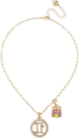 Betsey Johnson Gemini Charm Pendant Necklace in Light Pink-Gemini at Nordstrom