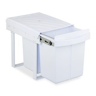 Relaxdays Relaxdays - Cubo De Basura Cocina, 2 Compartimentos, 2x 20l, 41,3x34x51,8 Cm, Extra&iacute;ble, Papelera Bajo Fregadero, Blanco