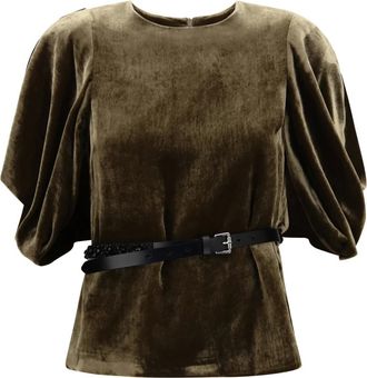 P.A.R.O.S.H. Top in Velluto - - Blouses & Shirts - Donna - Verde - M