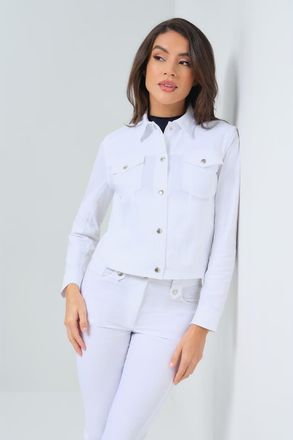 Anatomie Delilah Performance Cotton Trucker Jacket in White at Nordstrom, Size X-Large