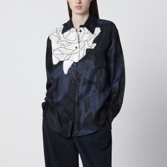 Victoria Beckham Navy blue shirt with floral pattern