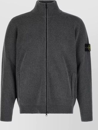 Stone Island high collar ribbed jacket long sleeves pockets