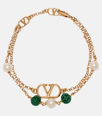 Valentino VLogo beaded Swarovski pearls bracelet