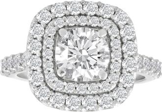Pompeii3 2 Ct Diamond Double Cushion Halo Engagement Ring 14K White Gold