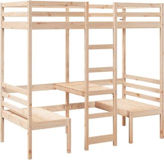 vidaXL Vidaxl - Cama alta con escritorio y asientos madera maciza 75x190 cm