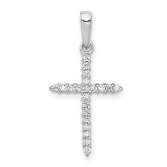 Diamond2Deal 10K White Gold 1/6ct. Diamond Cross Pendant