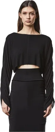 Thom Krom Tops, Dames, Zwart, L, Cropped Shirt