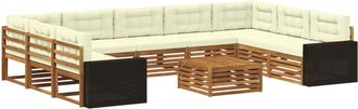 vidaXL Conjunto De Sof&aacute;s De Exterior 10 Uds. Natural Y Crema Vidaxl