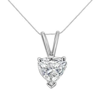 House of Brilliance 14K White Gold 1/4 Cttw 3-Prong Set Heart Shaped Solitaire Lab Grown Diamond 18 Necklace (F-G Color, VS2-SI1 Clarity)