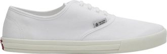 Prada Schoenen, Dames, Wit, 37 EU, Katoen, Allacciate Leren Vetersneakers