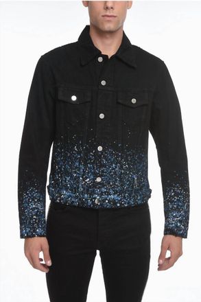 Amiri Crystal Painter Trucker Jacket In Black Od