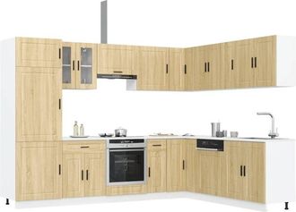 vidaXL Vidaxl - Mueble Cocina Porto Roble Sonoma 14 Pzas Madera Contrachapada