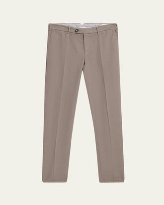 Brunello Cucinelli Mens Cotton Straight Leg Flat-Front Pants