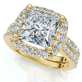 Pompeii3 Certified 2 3/4Ct Princess Cut Diamond Engagement Wedding Ring Set 14k Lab Grown