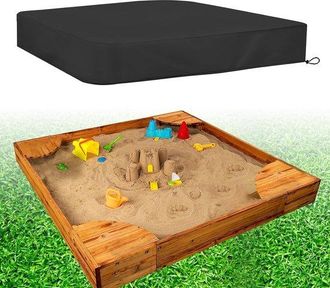 OEM Funda Impermeable Para Arenero, 180 X 180 X 20 Cm, Tela Oxford 210d, Con Cord&oacute;n Ajustable, Resistente Al Viento Y Al Polvo, Cuadrado, Negro