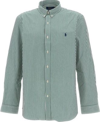 Polo Ralph Lauren Gestreepte Stretch Poplin Overhemd - Heren - Casual Overhemden - Groen - M - Katoen - Overhemden