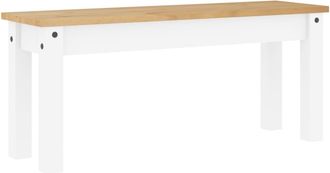 vidaXL Banco De Comedor Panama Madera Maciza Pino Blanco 105x30x45 Cm Vidaxl