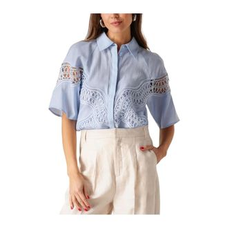 Copenhagen Muse Overhemden, Dames, Blauw, M, Lichtblauwe Elegante Blouse