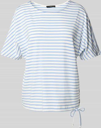 Oui T-Shirt mit Tunnelzug am Saum in Dunkelblau, Größe 34