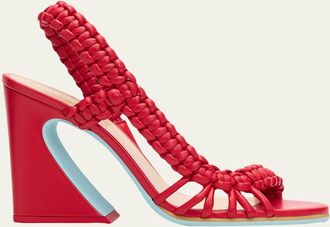 Fendi 95mm Arco Leather Asymmetric Sandals