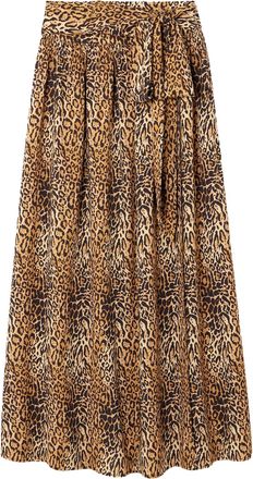 Melissa Odabash Elsa Belted Leopard-Print Jersey Maxi Wrap Skirt Size L