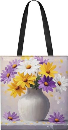 Generic Daisies Flowers Painting Tote Bag for Women Men Shoulder Bags Purses Pouch Handbags