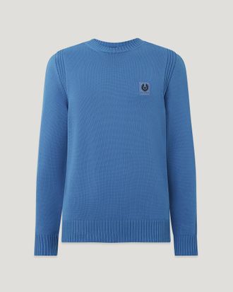 Belstaff Watch Sweater Light Mens Fade-out Garment Dye Cotton Marine Blue Size 2XL