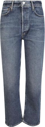A Gold E 90s Pinch Waist Crop - Dames - Regular Fit Jeans - Blauw - W25 - Katoen - Jeans