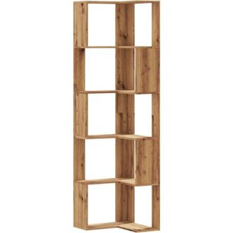 vidaXL Corner Bookcase 5-Tier Artisian Oak 50x50x179 cm Engineered Wood Vidaxl