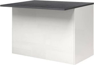 Dmora Isla de cocina Emmanuel, mueble de cocina de 2 puertas, mesa auxiliar de almacenaje, 100% Made in Italy, 125x90h90 cm, Blanco brillo y pizarra, con