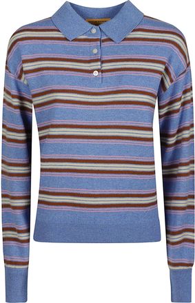 Guest In Residence Polo Neck Cashmere Sweater with Horizontal Stripes