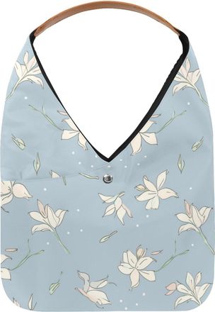 Generic White Lily Reusable Lightweight Grocery Bags - Foldable Into Compact Pouch, Washable & Sturdy, Multipurpose for Shopping and Travel