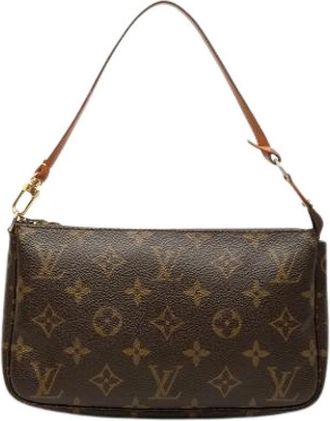 Louis Vuitton Pre-owned Pochette Accessoires - Dames - Vintage Schoudertas - Bruin - ONE Size - Leer - Vintage