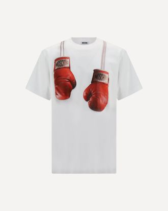 Moschino Organic cotton jersey T-shirt with boxing gloves trompe-lail print Male XL