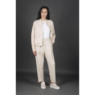 Moorer Womens Beige Relaxed Fit Jacket, Size 40